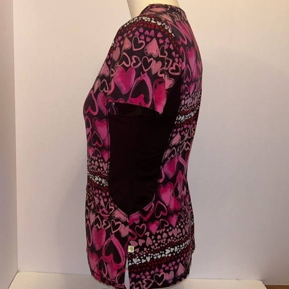 Healing Hands Pink & Black Hearts Medical Tunic Top Women’s XS - Picture 5 of 9
